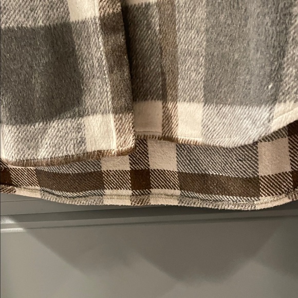 Plaid Button-Up Jacket - Brown and Gray - Picture 9 of 10